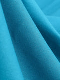 Peter Pan Collar Puff Sleeve Turquoise Cotton Dresses Women Elegant Robe Solid Vintage Style Pockets Midi Dress