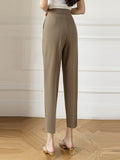 Women Ankle-length Tailored Pants Korean Style All-match High Waist Office Lady Elegant Pencil Pants