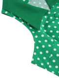 Turn-Down Collar Button Up Polka Dot 50s Robe Pinup Vintage Midi Dress Sleeveless Elegant Women A-Line Swing Dresses