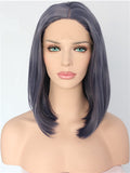 Short Leaden Straight Bob Synthetic Lace Front Wig