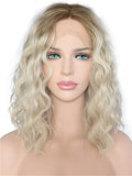 Short Brown Blonde Ombre Bob Curly Synthetic Lace Front Wig - FashionLoveHunter