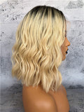 Short 1b/613 Blonde Ombre 150% Density Brazilian Remy Body Wave Lace Front Human Hair Wig With Baby Hair