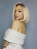 Short 4/613 Blonde Ombre PrePlucked With Baby Hair 150% Density Brazilian Remy Lace Front Human Hair Wig