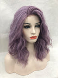Short Ash Purple Wave Synthetic Lace Front Wig