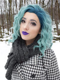 Short Borage Teal Green Ombre Synthetic Lace Front Wig - FashionLoveHunter
