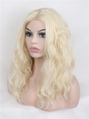 Short Champagne Blonde Curly Bob Synthetic Lace Front Wig - FashionLoveHunter