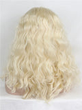 Short Champagne Blonde Curly Bob Synthetic Lace Front Wig - FashionLoveHunter