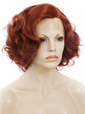 Short Dark Auburn Copper Bob Wave Synthetic Lace Front Wig