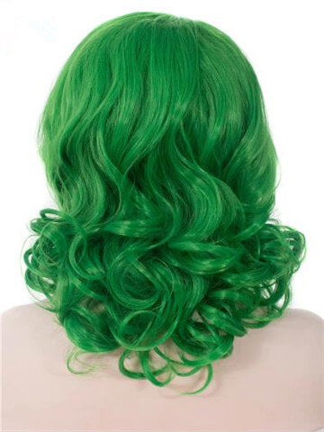 Short Lime Spring Green Wave Synthetic Lace Front Wig