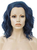 Short Midnight Blue Wave Synthetic Lace Front Wig
