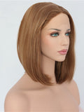 Short Mixed Chocolate Brown Highlight Bob Synthetic Lace Front Wig