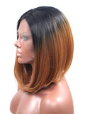 Short Peru Brown Ombre Bob Synthetic Lace Front Wig - FashionLoveHunter