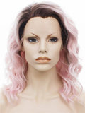 Short Prunus Pink Ombre Synthetic Lace Front Wig - FashionLoveHunter
