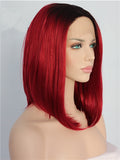 Short Ruby Red Ombre Bob Synthetic Lace Front Wig - FashionLoveHunter