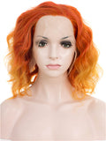 Short Tawny Daylily Ombre Flame Synthetic Lace Front Wig - FashionLoveHunter