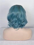 Short Teal Blue Ombre Bob Synthetic Lace Front Wig - FashionLoveHunter
