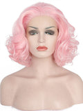 Short Weigela Pink Wave Synthetic Lace Front Wig - FashionLoveHunter