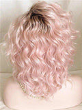 Strawberry Dream Pink Curly Bob Synthetic Lace Front Wig - FashionLoveHunter