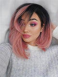 Twisted Dahlia Warm Pink Bob Synthetic Lace Front Wig
