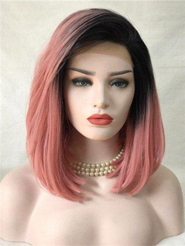 Twisted Dahlia Warm Pink Bob Synthetic Lace Front Wig - FashionLoveHunter