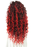 Long Auburn Red Ombre Wavy Curly Synthetice Lace front Wig - FashionLoveHunter