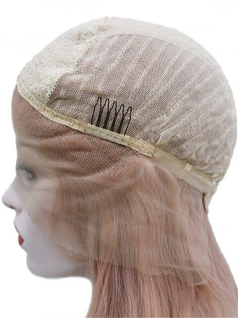 Short Coral Pink Wave Synthetic Lace Front Wig