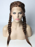 Long Braided Chocolate Brown Synthetic Lace Front Wig