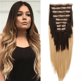 20" 10 Pieces Ombre Brown #1B27 Clip In Virgin Human Hair Set Extension