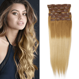 20" 10 Pieces Ombre Blonde #1860 Clip In Virgin Human Hair Set Extension