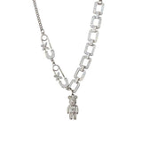 Silver Bear Bone Diamond Chain Hip Hop Necklace